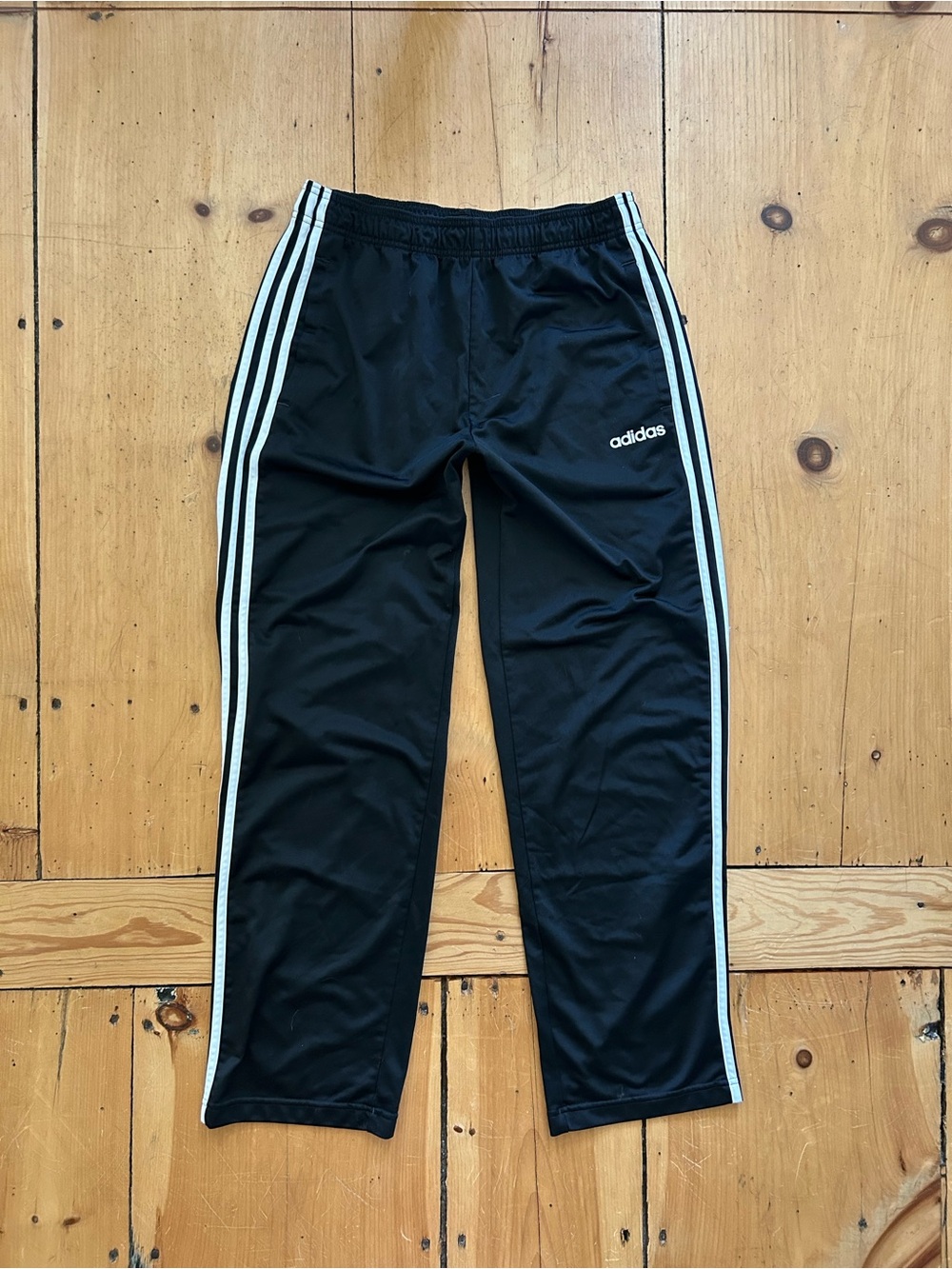adidas Black Track Pants with White Side Stripes